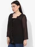 Qurvii Black Embellished Shirt - Qurvii India