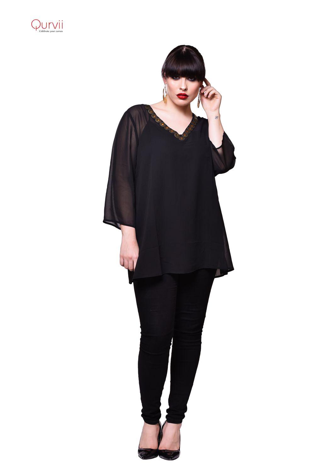 Qurvii Black sheer tunic - Qurvii India