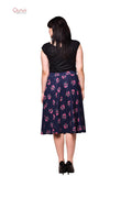 Qurvii Navy jersey flared skirt - Qurvii India